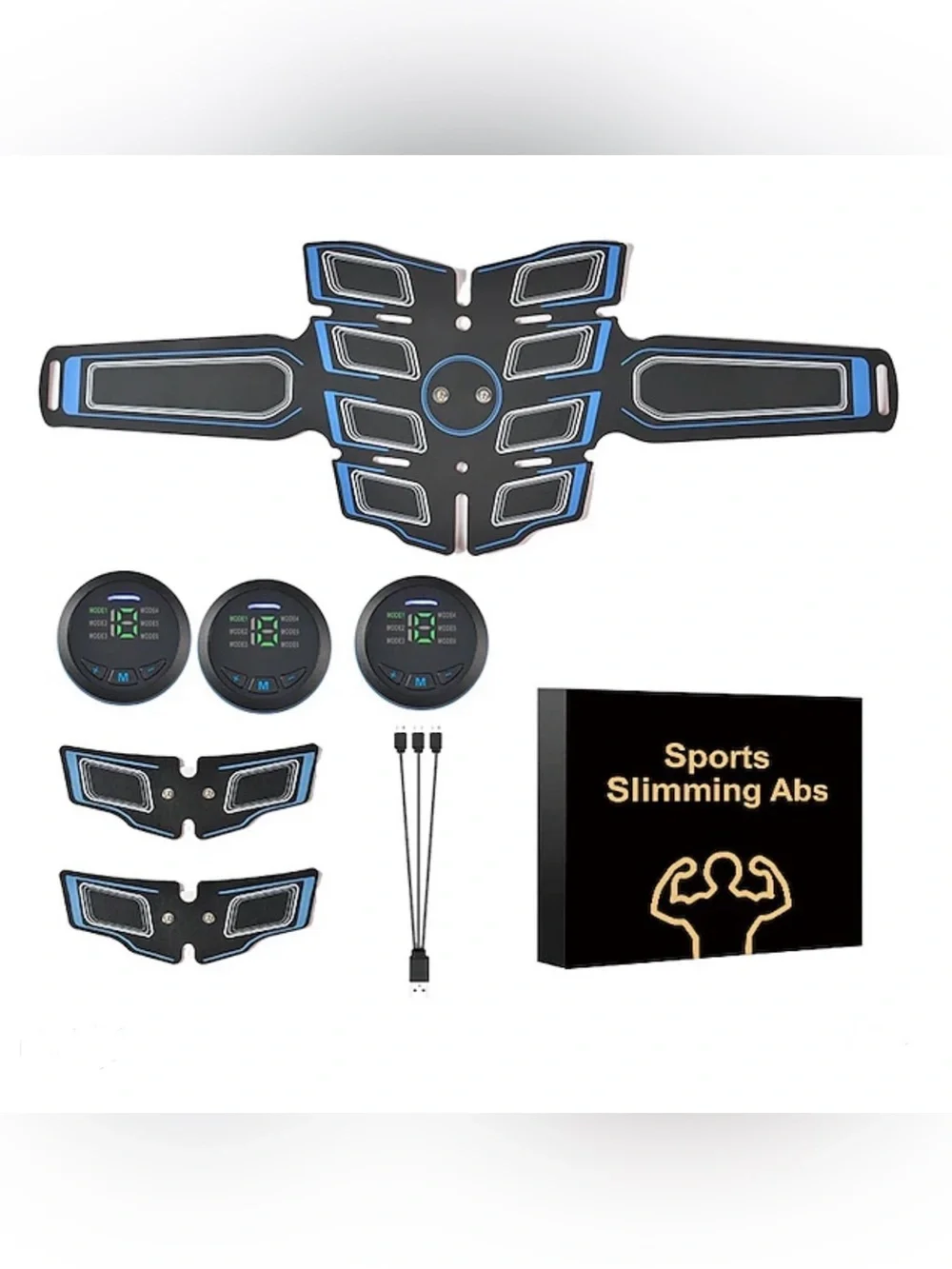Wireless Abs Stimulator Trainer - Black and Blue